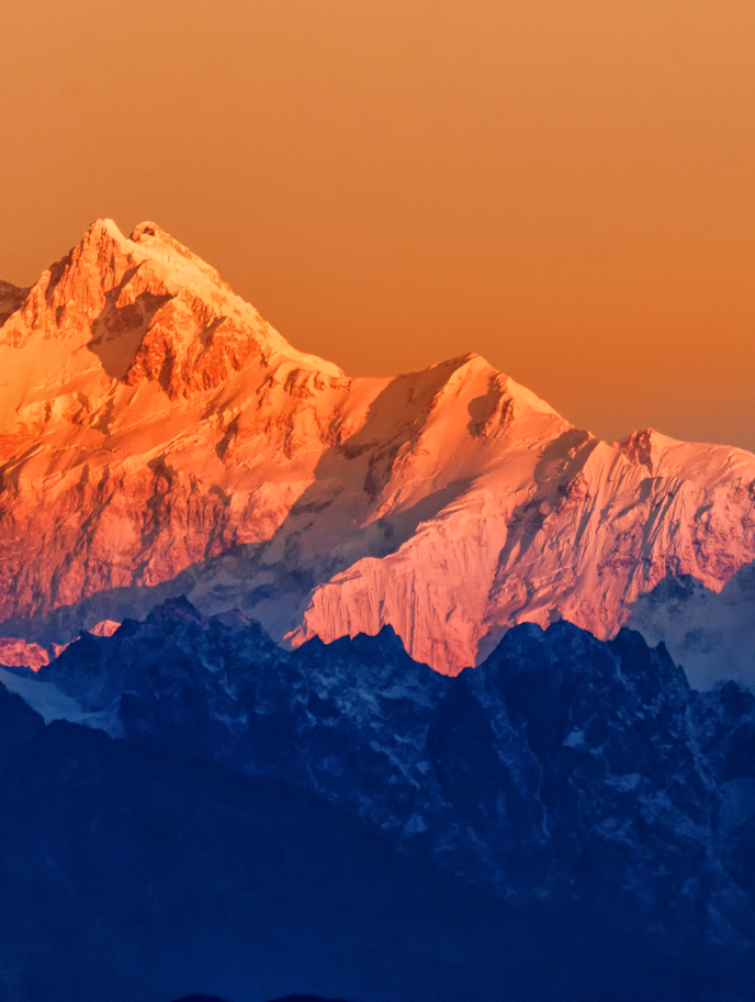 Sunset cast on mountain